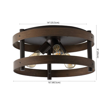 Cooper 16" Farmhouse Industrial Iron LED Flush Mount - JONATHAN Y